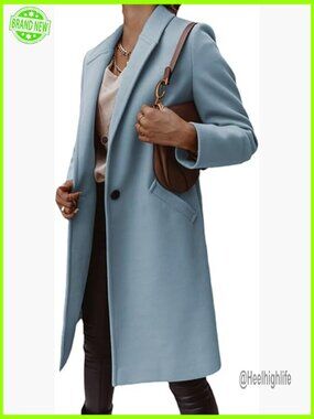 Women's Wool Coat Shawl Collar One Button Midi Long Pea Coat